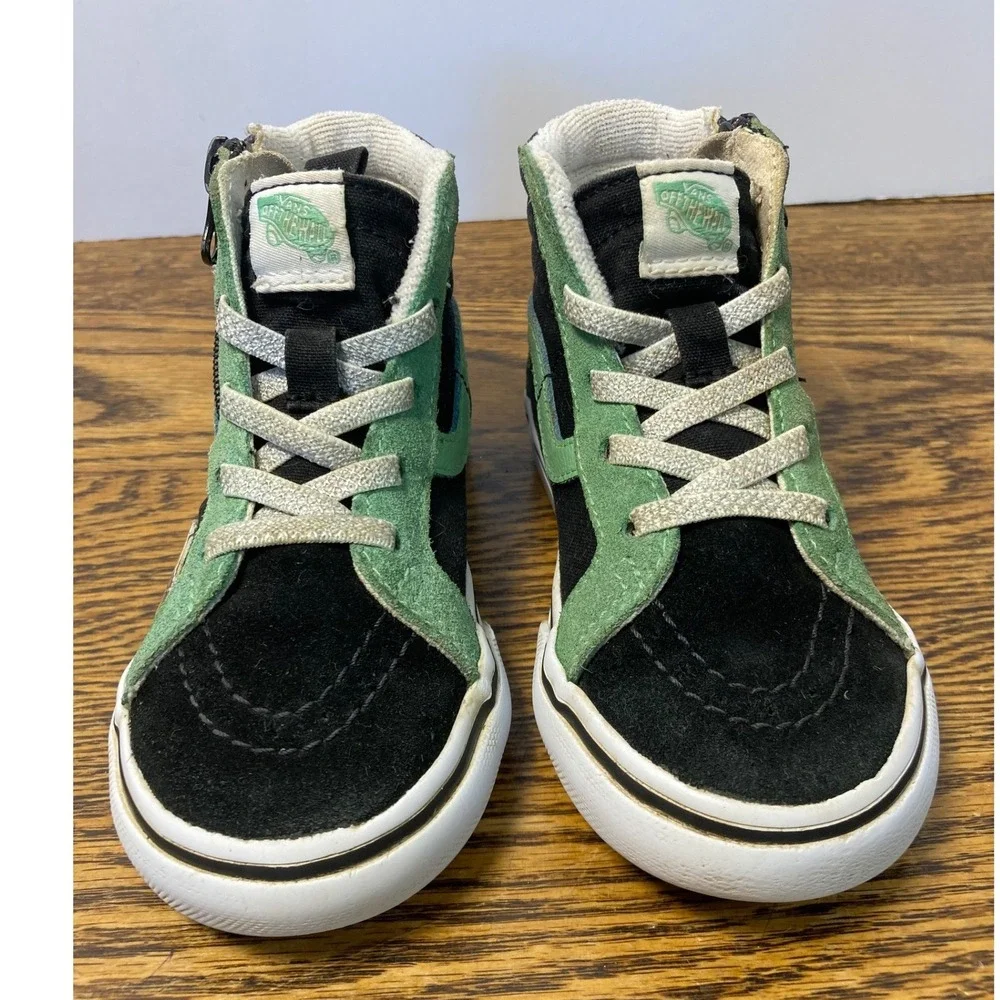 Vans Sk8-Hi Reissue V Toddler 8.0 Snake Green Black High Top Sneakers Zip 721454